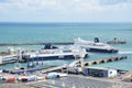 Overlooking Dover Harbour with two boats from Castle