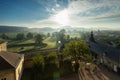 The medieval chateau Neercanne, which serves as event venue just outside Maastricht and with a view over the Jeker valley Royalty Free Stock Photo