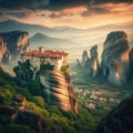 View over one of the monasteries in Meteora