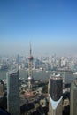 Overlooking Shanghai Lujiazui with oriental pearl tv tower