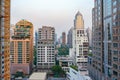 Overlooking the skyline of Bangkok`s bustling downtown area