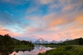 Overlooking Teton Mountains from Oxbow Bend Turnout Royalty Free Stock Photo