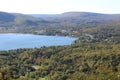 Overlooking Whycocomagh Cape Breton on the Bras d`Or lakes on a sunny autumn evening on salt mountain hiking trails