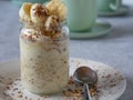 Overnight oats dish with bananas