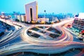 Overpass of the light trails Royalty Free Stock Photo