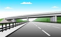 Overpass. Road Junction. The Road Goes Under The Bridge. Elevated Road. Stylized