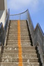 Overpass stairs in the city. Overpass walkway with blue sky back