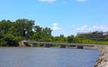 Overpass of Woodrow Wilson Bridge trail in summer. Royalty Free Stock Photo