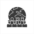 Overpopulation planet black glyph icon. Social problem concept. Sign for web page, mobile app, banner, social media