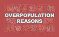 Overpopulation reasons word concepts red banner Royalty Free Stock Photo