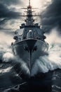 The Overpowering Raider: A Closeup of a Huge Boat in a Deep, Clo Royalty Free Stock Photo