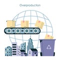 Overproduction and overconsumption concept set. Global ecological