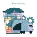 Overproduction and overconsumption concept set. Global ecological