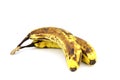 Overripe bananas on a white background