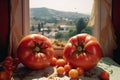 overripe tomatoes split open under the sun