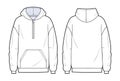 Oversize Hoodie fashion flat technical sketch template. Sweatshirt Hoodie fashion cad mockup