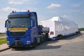 Oversize Load or exceptional convoy convoi exceptionnel. A truck with a special semi-trailer for transporting oversized loads