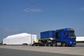 Oversize load or exceptional convoy convoi exceptionnel. A truck with a special semi-trailer for transporting oversized loads