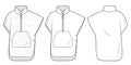 Oversize Vest Down Jacket technical fashion Illustration, wavy design.
