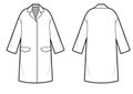 Oversize woman coat technikal sketch with collar Royalty Free Stock Photo