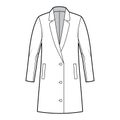 Oversized Blazer jacket suit technical fashion illustration with single breasted, long sleeves, notched lapel collar