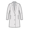 Oversized Blazer jacket suit technical fashion illustration with single breasted, long sleeves, notched lapel collar