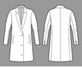 Oversized Blazer jacket suit technical fashion illustration with single breasted, long sleeves, notched lapel collar