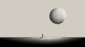 Surrealistic Minimalism: Black And White Ball In A Fantasy Landscape