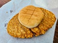 Oversized Fried Chicken Sandwich on Parchment - Top View