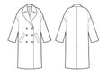 Oversized jacket technical fashion illustration with lapel collar, long sleeves, button opening.