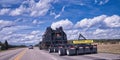 Oversized load on highway 63 Alberta Canada Royalty Free Stock Photo