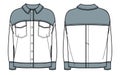 oversized long sleeved shirt jacket technical drawing