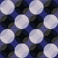 Oversized Retro Geo Dots Vector Seamless Pattern. Modern Abstract Blue and Black Circles Background Royalty Free Stock Photo