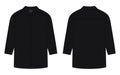 Oversized shirt with long sleeves and buttons technical sketch. Black color Royalty Free Stock Photo