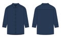 Oversized shirt with long sleeves and buttons technical sketch. Dark blue color Royalty Free Stock Photo