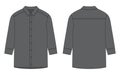 Oversized shirt with long sleeves and buttons technical sketch. Grey color. Unisex casual shirt mock up Royalty Free Stock Photo
