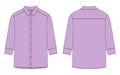 Oversized shirt with long sleeves and buttons technical sketch. Pastel purple color Royalty Free Stock Photo