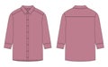 Oversized shirt with long sleeves and buttons technical sketch. Pudracolor Royalty Free Stock Photo