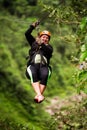 Oversized Tourist Approaching On Zip Line