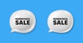 Overstock sale tag. Special offer price sign. Chat speech bubble 3d icons. Vector