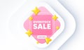 Overstock sale tag. Special offer price sign. Neumorphic promotion banner. Vector