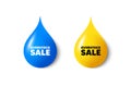 Overstock sale tag. Special offer price sign. Paint drop 3d icons. Vector