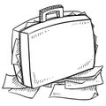Overstuffed briefcase sketch Royalty Free Stock Photo