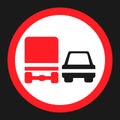 Overtaking ban for truck prohibition sign icon