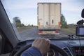 Overtaking a car . Travel by car. Dangerous maneuver