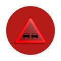 Overtaking prohibited icon in badge style. One of road sings collection icon can be used for UI, UX