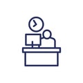 overtime work line icon with a worker