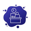 overtime work line icon with a worker, vector