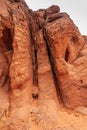 Double deep cracks in red rock wall, Valley of Fire, Nevada, USA
