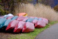 Overturn boats with natural background